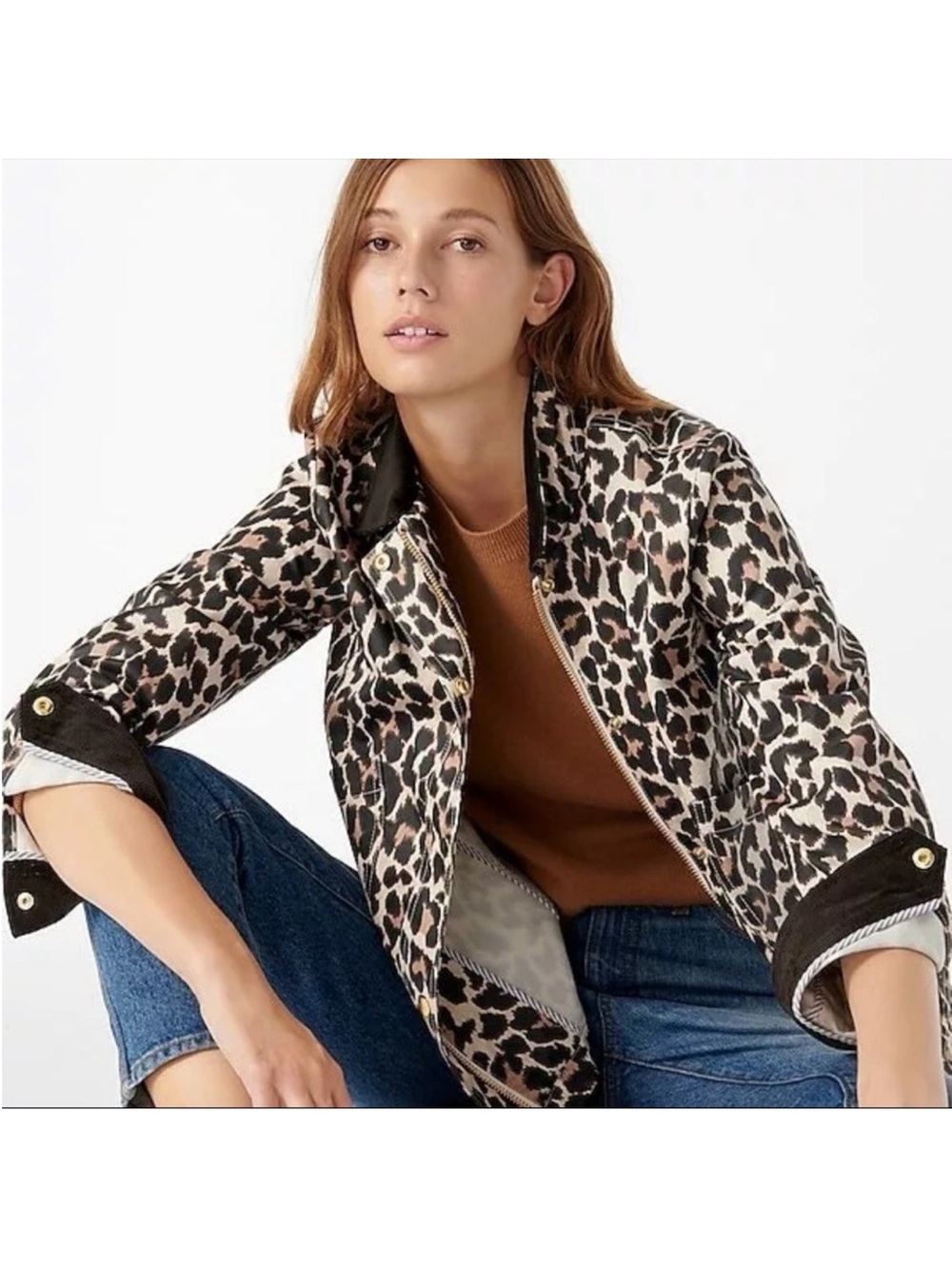 J Crew Barn jacket in leopard. Size XS.